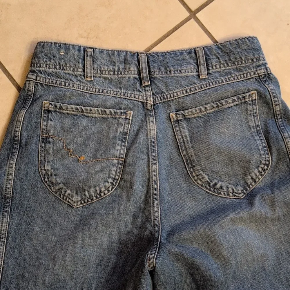 Free People Aster Straight Jeans Relaxed Fit Blue Denim Size 28